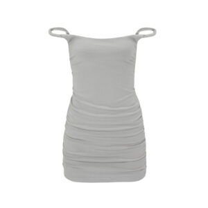 TWIST SHOLDER MINI DRESS BEIGE