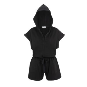 Hooded Short Jumpsuit Black