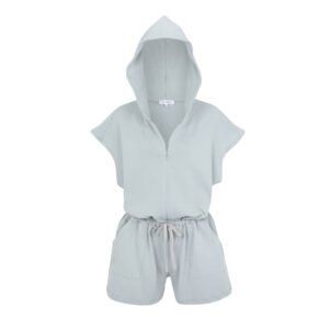 Hooded Short Jumpsuit Gray
