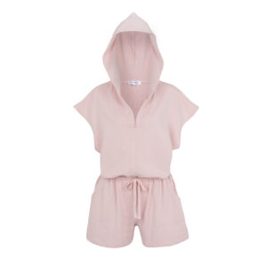 Hooded Short Jumpsuit Pink