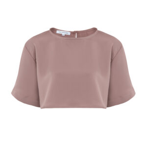 Satin Crop Shirt Rouge