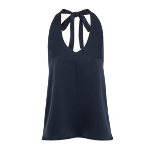 Satin V Neck Tank Top Navy