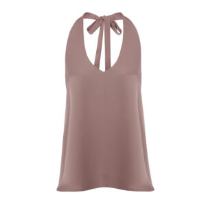 Satin V Neck Tank Top Rouge