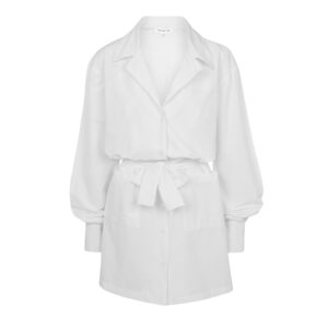 LONG SLEEVE POPLIN DRESS WHITE