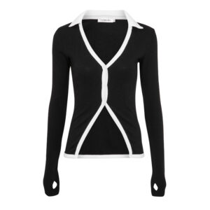 CONTRAST RIB POLO SHIRT BLACK