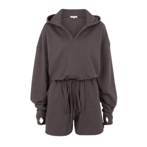 NM.02 HOODED SHORT JUMPSUIT BROWN