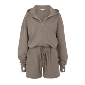NM.02 HOODED SHORT JUMPSUIT LIGHT BROWN