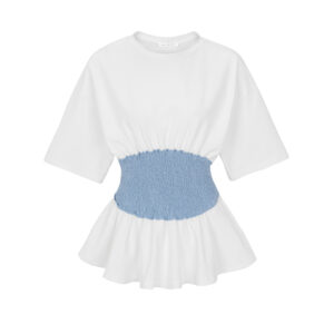 CREAM AND LIGHT BLUE SHIRT